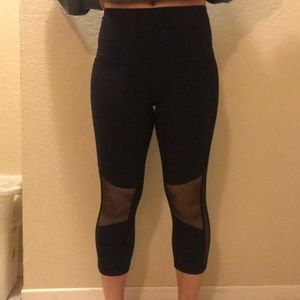 Black leggings with fish net designs